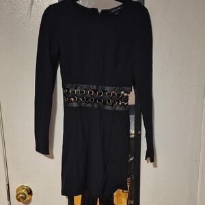 Chic Black Dress with Gold Accents
